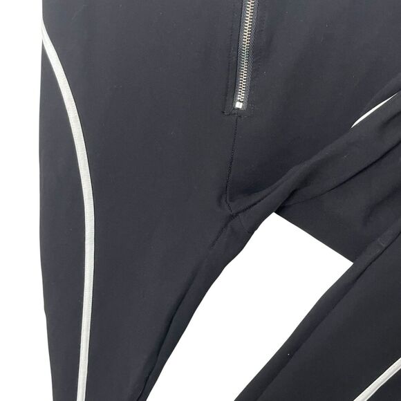 Maniere De Voir High Rise Leggings Women’s 14 Black Zip Trim Compression Inseam - Picture 10 of 12